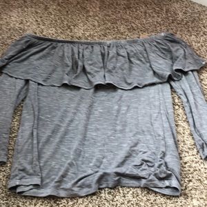 gray off the shoulder top